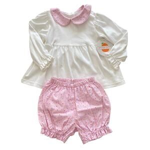 Peggy Green Toddler Girls Allie Bloomer Set Outfit Pink Dot Pima Cotton 2T NWT